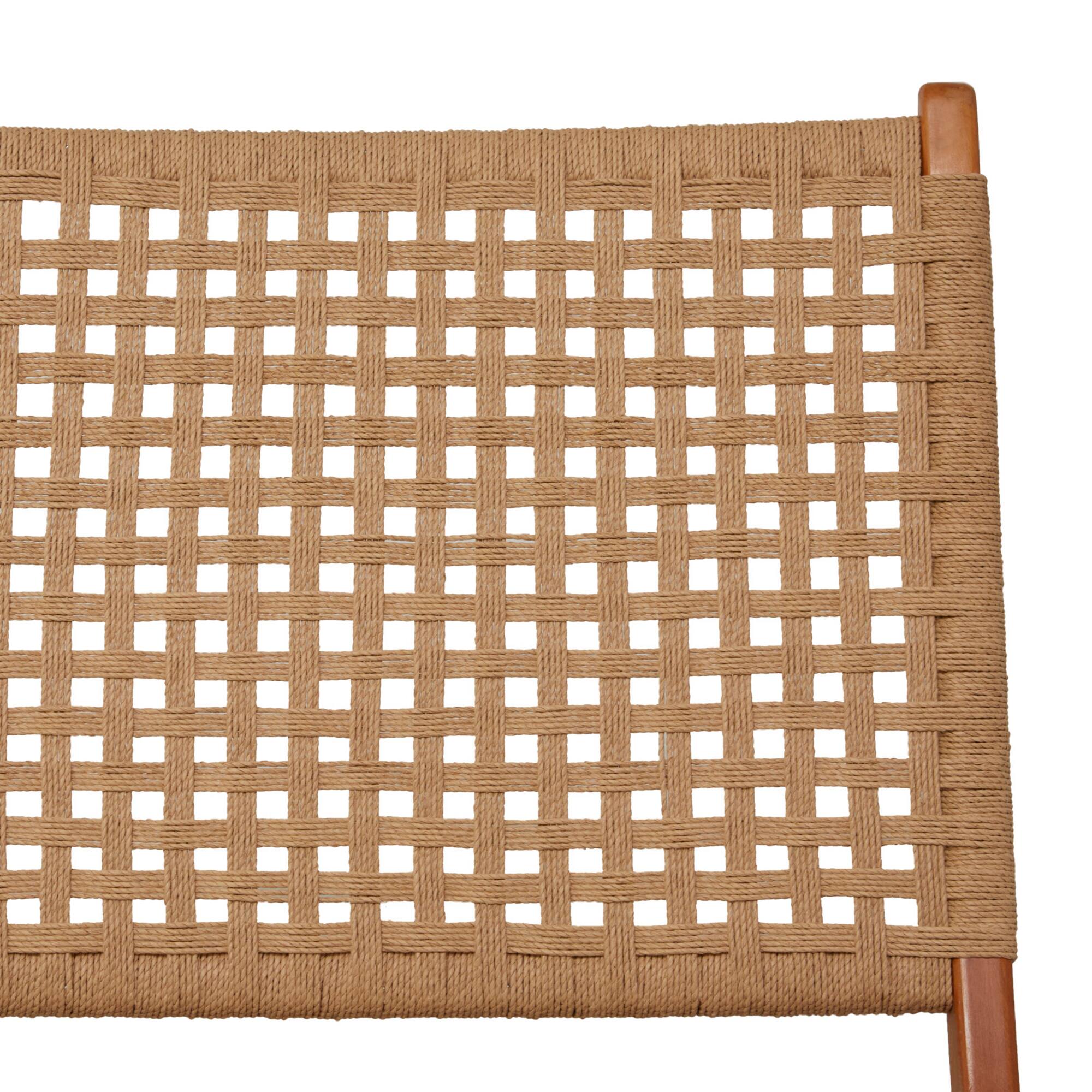 35" Brown Wood Handmade Woven Accent Chair